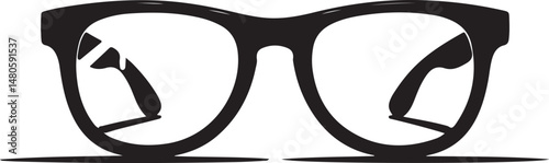 Vector illustration of hipster nerd style black glasses silhouette isolated on white background