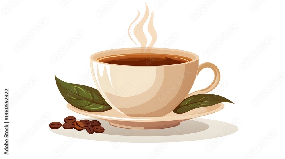 Obraz premium Professional Vector Illustration of Hot Coffee Cup with Steam Isolated on White Background