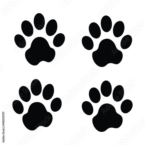 Different animal paw print vector illustrations
