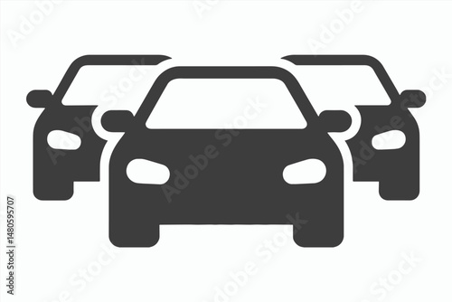 Three Cars Icon Traffic Jam Transportation Commute