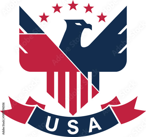 USA eagle shield| USA American eagle Banner isolated on White Background, vector illustration