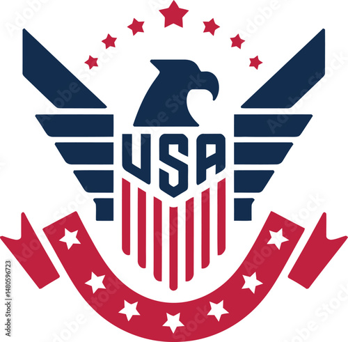 USA eagle shield| USA American eagle Banner isolated on White Background, vector illustration