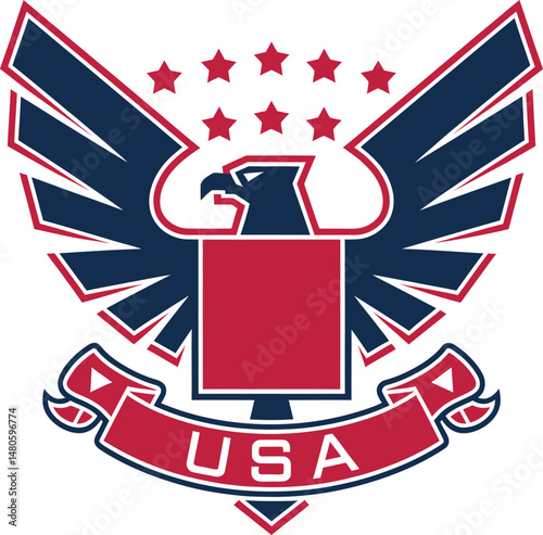 USA eagle shield| USA American eagle Banner isolated on White Background, vector illustration