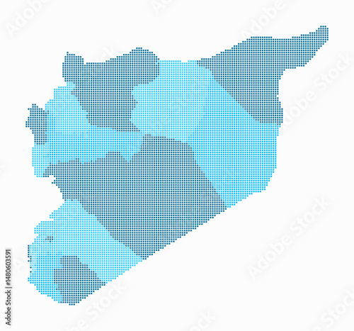 Syria dotted map. Digital style map of the country on white background. Syria shape with square dots. Colored dots style. Small size squares. Modern vector illustration.