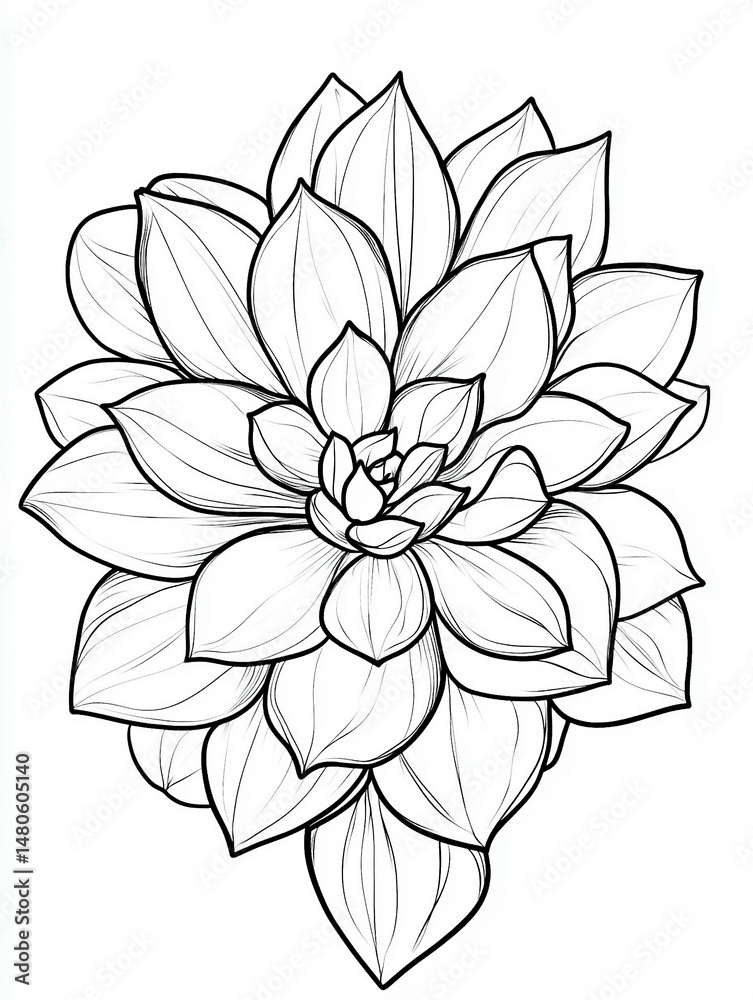 Fototapeta premium Lush Succulent Garden Line Art