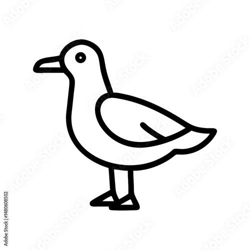 seagull bold outline drawing for coloring page. 