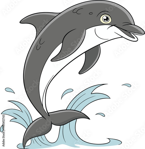 line art silhouette dolphin fish vector 
