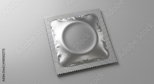 Foil wrapped condom realistic packing mock up. Realistic foil package for condom. 