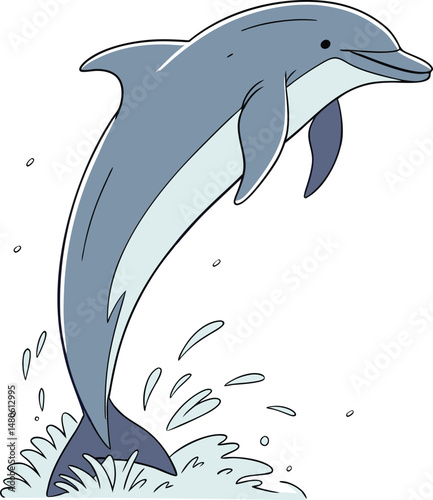 line art silhouette dolphin fish vector 