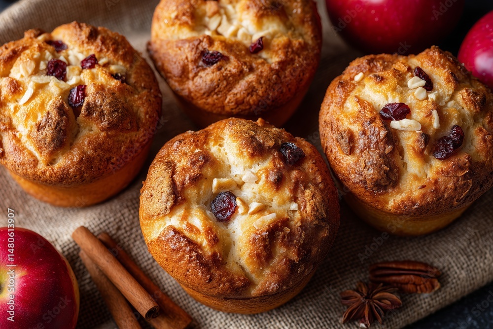Apple Cinnamon Muffins with Pecans and Cranberries