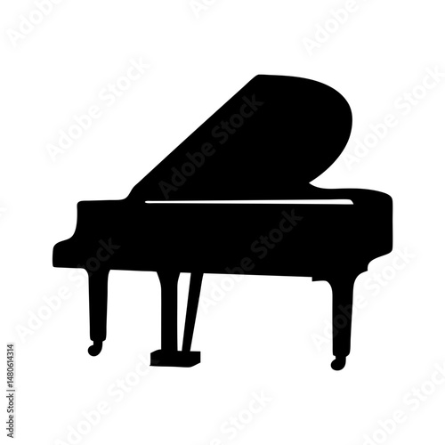 Silhouette of a majestic grand piano, a symbol of music and elegance