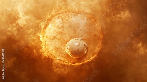 Aerial View of a Volcanic Eruption with Lava Dome photo