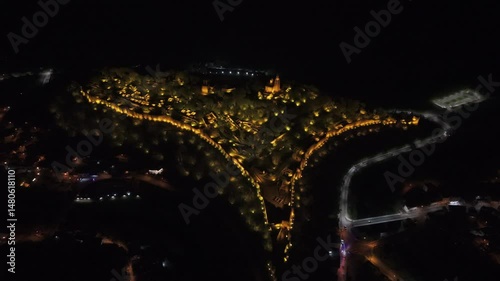 Amazing multicolored light and sound show on Tsarevets fortress, Veliko Tarnovo, Bulgaria.