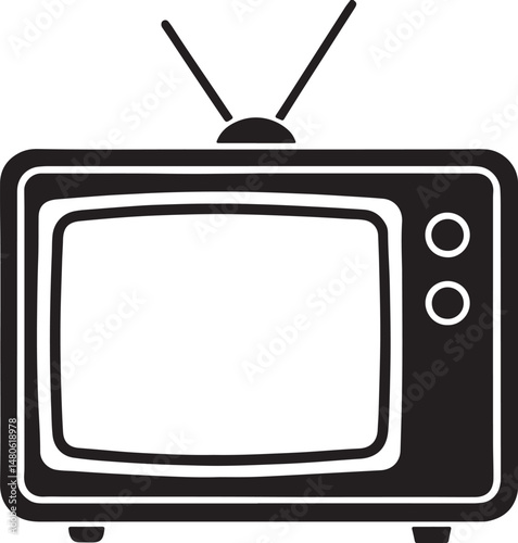 Black and white television tv icon 