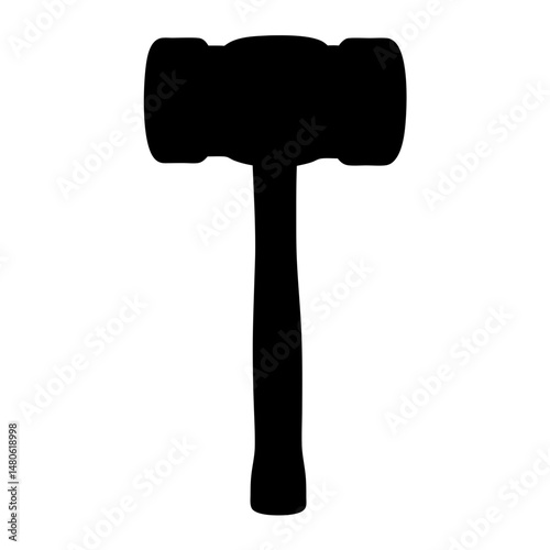 Black silhouette of a mallet style hammer against a white background