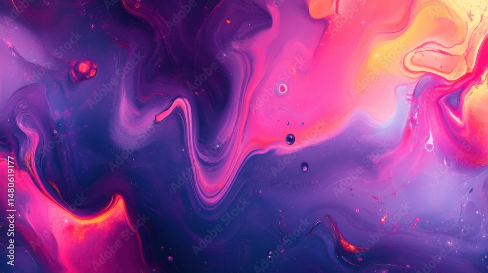Fototapeta premium Abstract Fluid Art with Pink, Purple, Yellow, and Blue Swirls