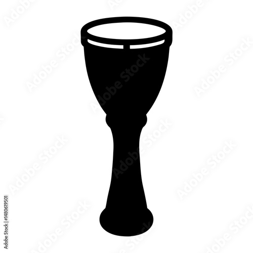 Elegant Black Goblet Silhouette, Antique Chalice with Stem and Rounded Base