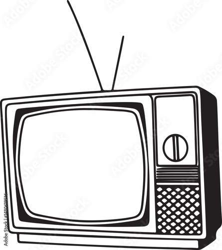 Black and white television tv icon 