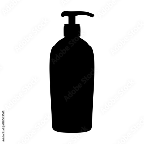 Black silhouette of a liquid soap bottle with pump dispenser style