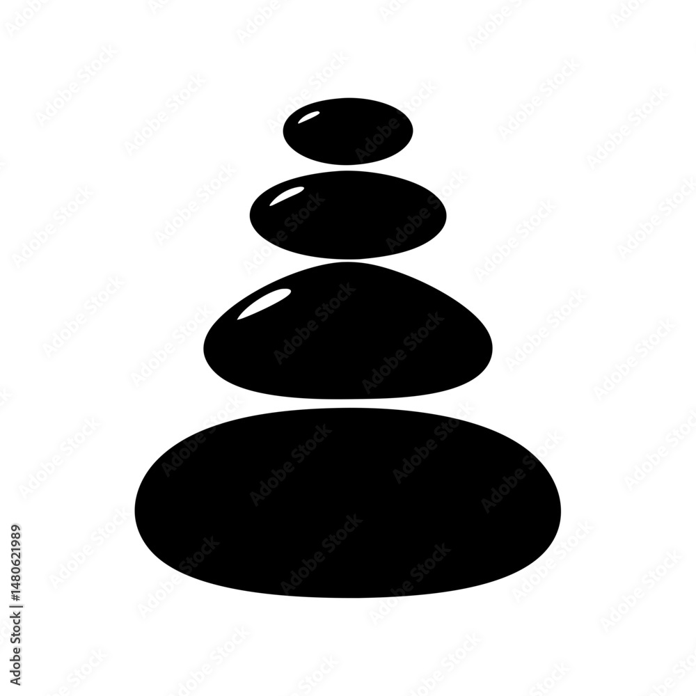 Zen Stones in Perfect Balance Representing Calmness and Meditation in Black and White Zen Stones in Perfect Balance Representing Calmness and Meditation in Black and White