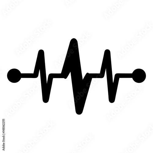 Stylized depiction of an electrocardiogram signal with distinct fluctuations and endpoints