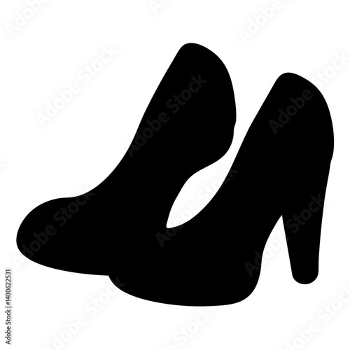 Elegant Black Silhouette of High Heel Shoes on a White Background