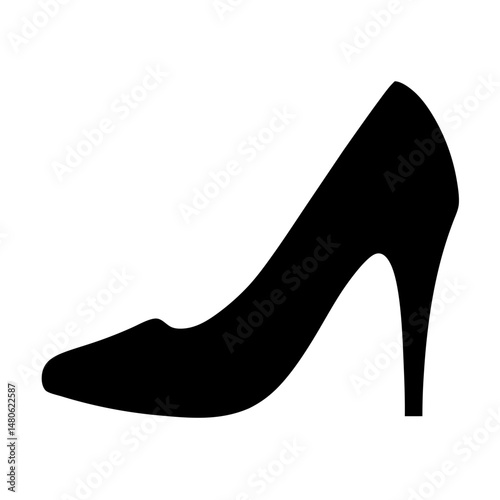Elegant black high heel shoe silhouette for fashion and design element