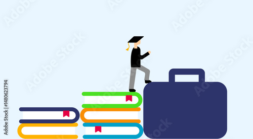 Graduation to career transition progress illustration