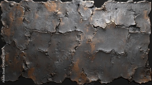 Irregular Metal Surface with Oxidized Areas on Black Background