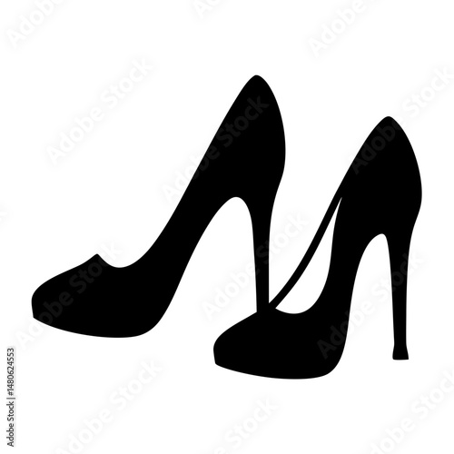 Elegant Silhouette of Two High Heel Shoes for Fashionable Design Projects