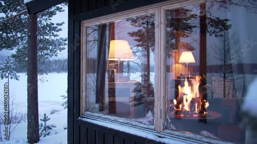 Cozy Winter Cabin With Fireplace And Scenic Snowy Outdoor View