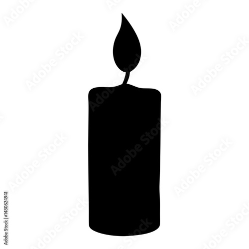 Silhouette of a burning candle casting a calm and serene atmosphere