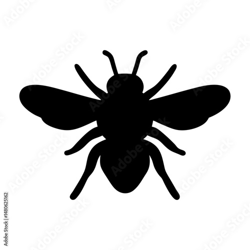 Silhouette of a detailed honey bee insect with wings and legs