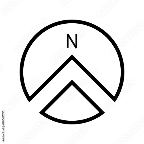 Architectural north arrow and compass outline vector