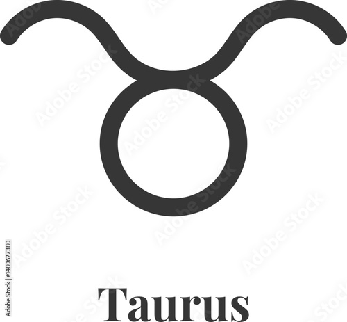 Simple, minimalist vector graphic of the Taurus astrological sign, representing those born between April 20 and May 20, known for their grounded and practical nature