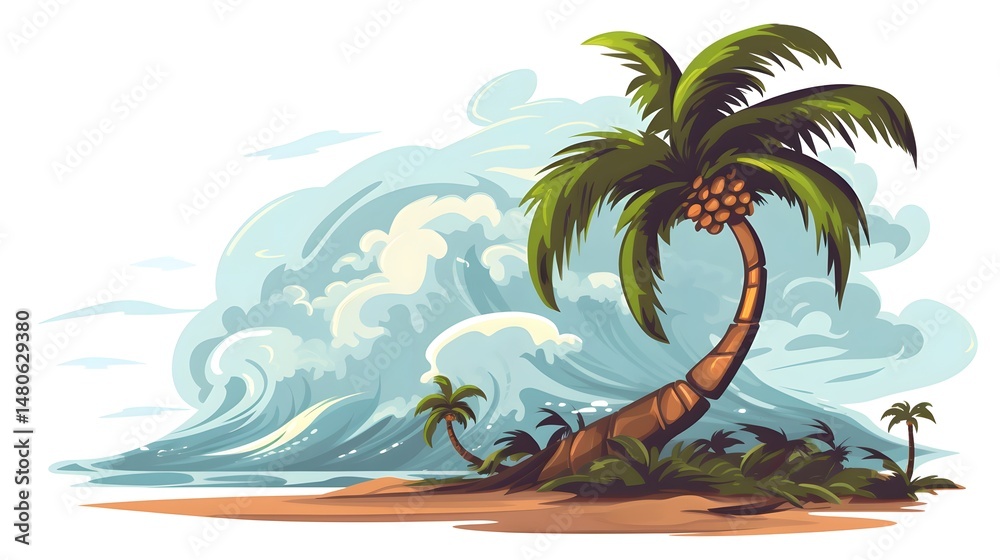 Obraz premium Colorful cartoon vector illustration of a hurricane isolated on a white background for graphic design projects