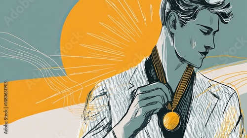 Distinguished Businessman Wearing Medal