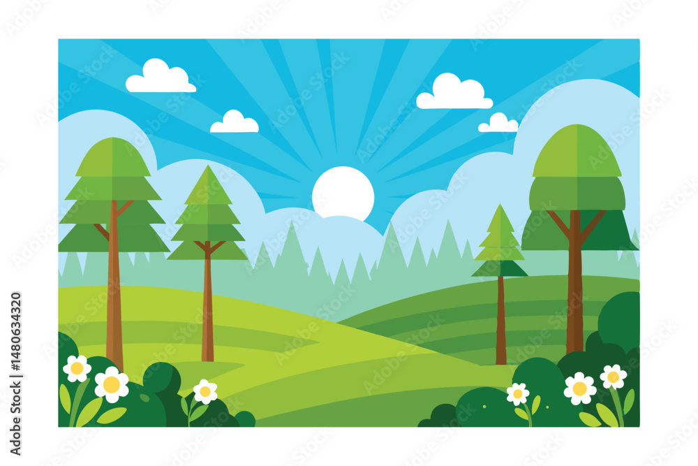 Fototapeta premium summer landscape with trees