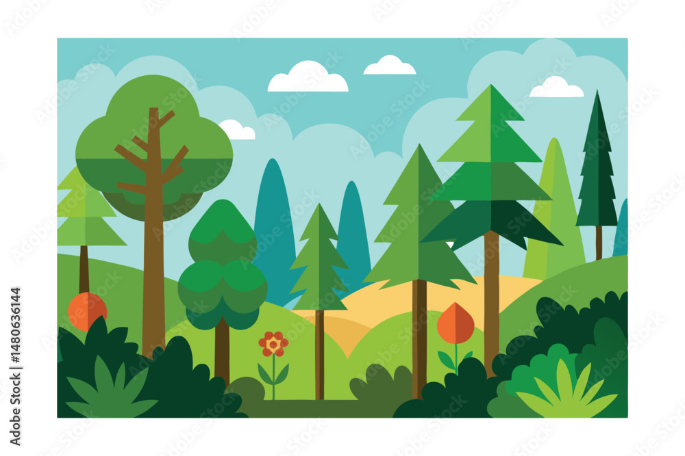 Obraz premium landscape with trees and mountains