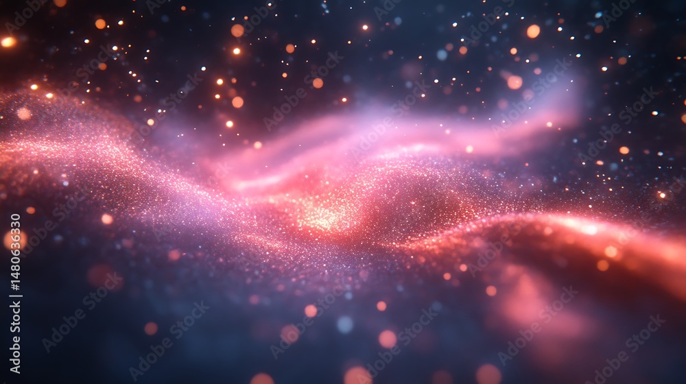 Obraz premium A swirling cosmic nebula of vibrant pink and orange light.