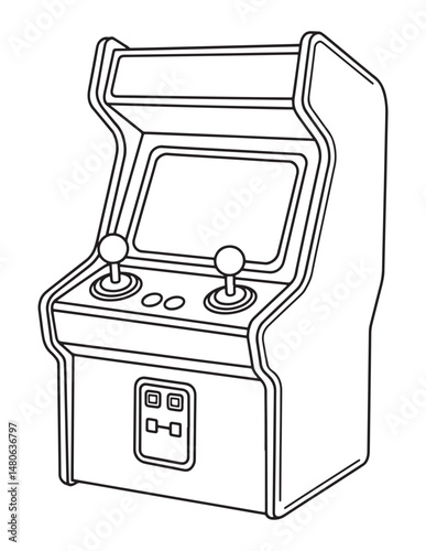 Classic Arcade Machine Line Drawing
