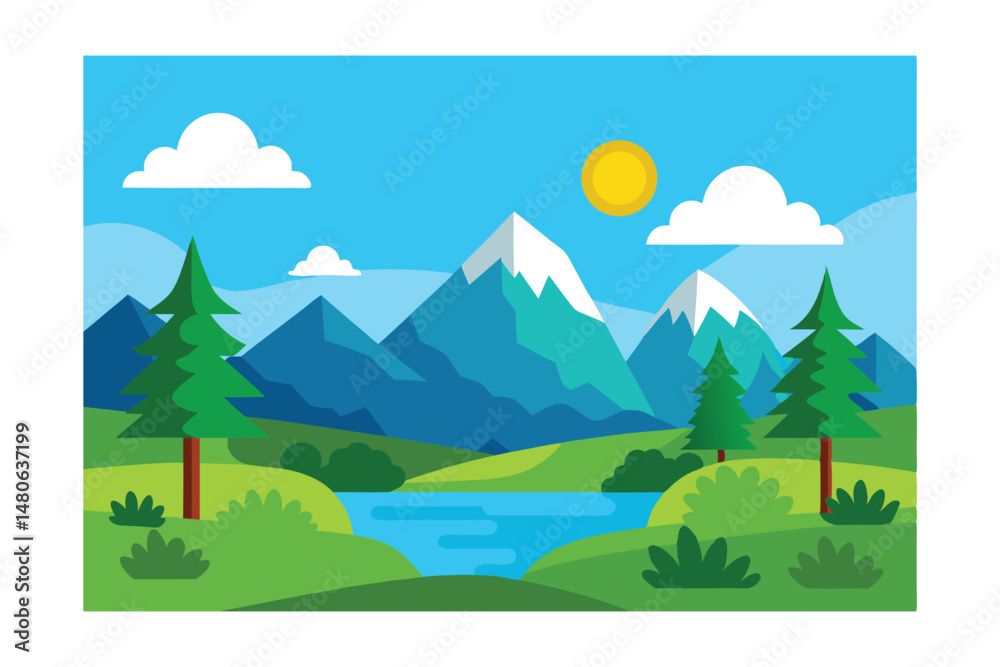 mountain landscape with trees mountain landscape with trees