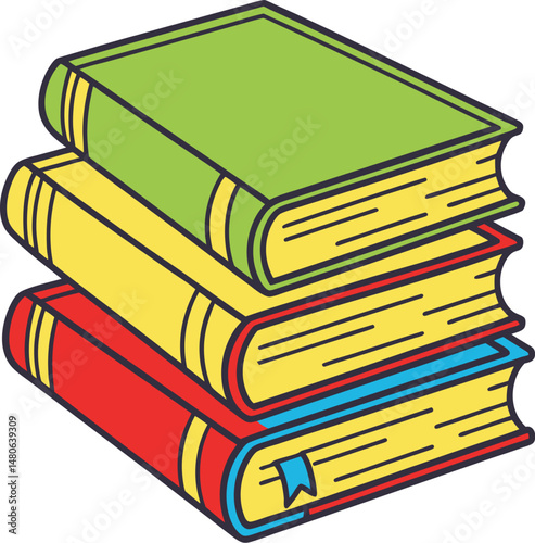 Colorful Stack of Cartoon Books ? Vector Illustration for Education and Learning Design