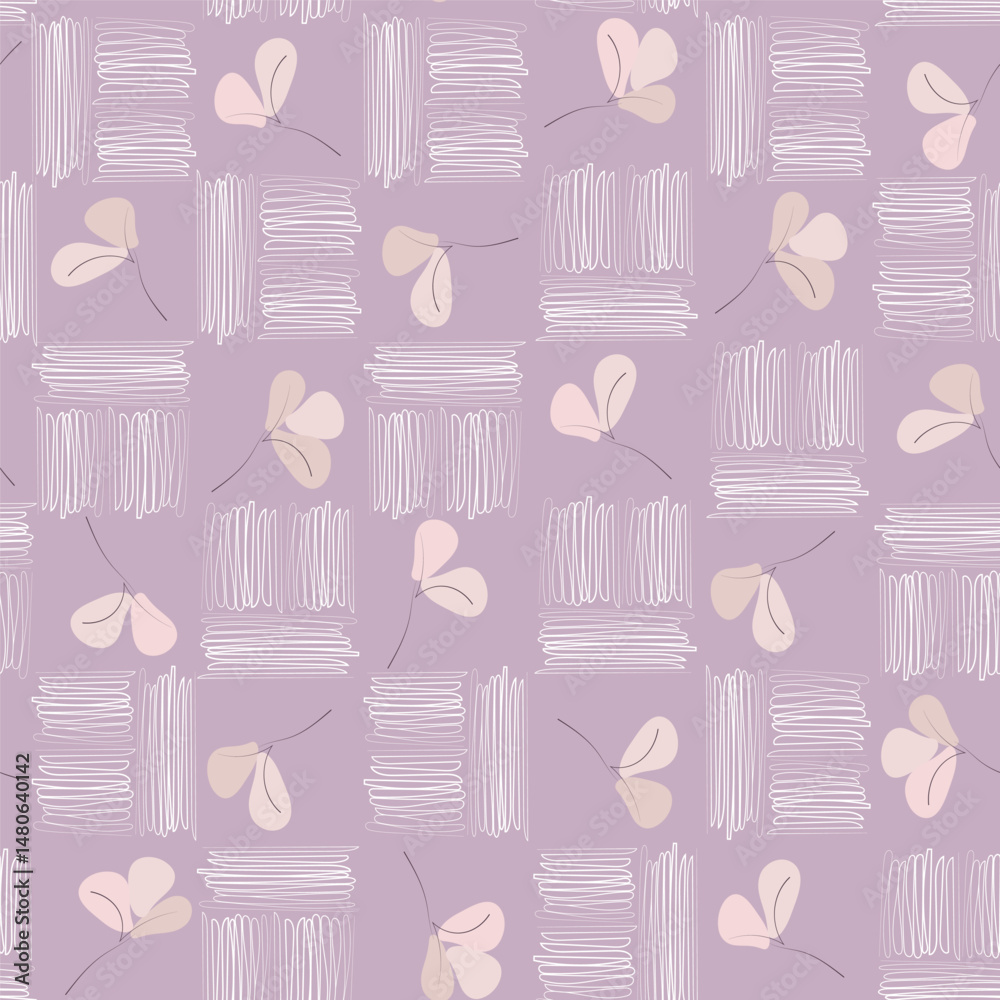 pattern of Scandinavian-style floral elements on a pastel background