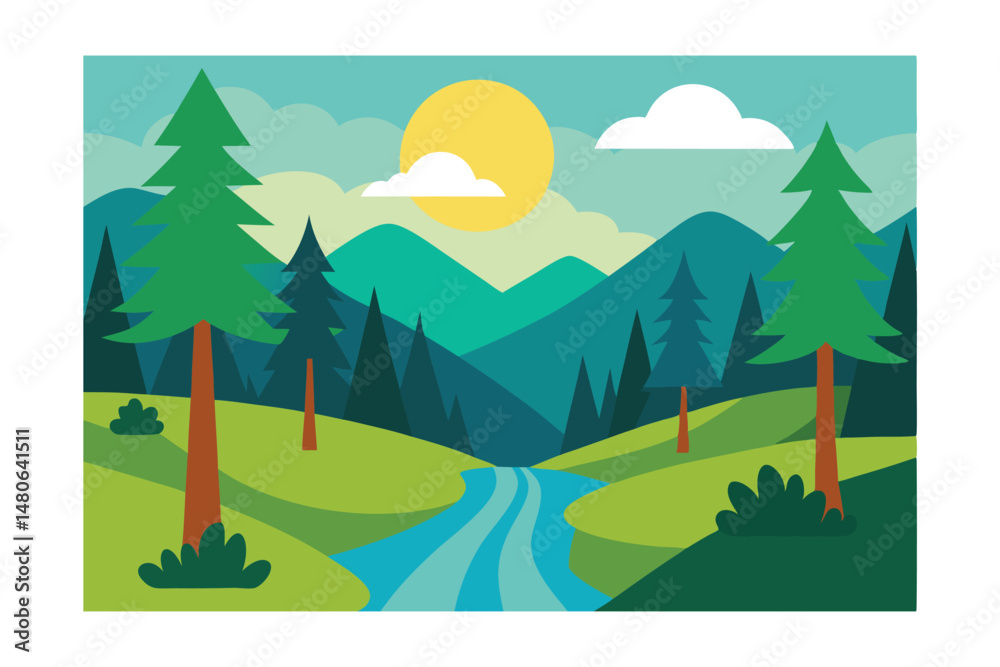 Obraz premium landscape with mountains and trees