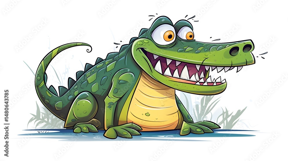 Fototapeta premium Professional Cartoon Doodle of a Crazy Alligator in Vector Illustration Style