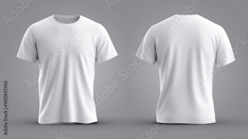 A 4K photo of white male t shirt mockup front and back view for template design illustration.