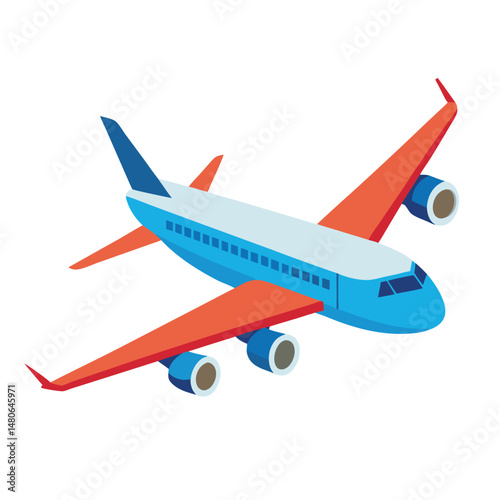 A commercial airliner soars through the sky, a vector illustration of air travel