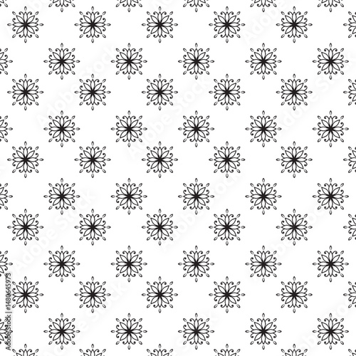 Wallpaper Mural Seamless Black Floral silhouette Ornament Pattern | Elegant Decorative Flower Motif Background | Floral Pattern With Symmetrical Design Elements | Simple illustrations Torontodigital.ca