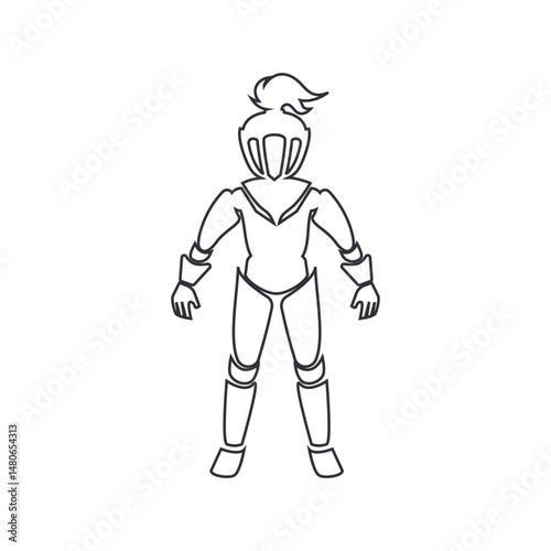 Knight silhouette in vector in outline style.